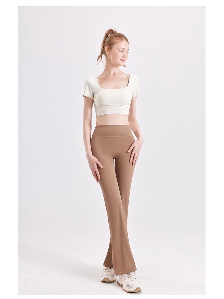 Брюки для йоги с микроклешем и высокой талией - Женские утягивающие, подтягивающие бедра, быстросохнущие фитнес-леггинсы бесшовного дизайна