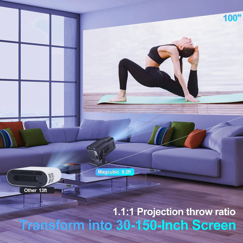 Magcubic HY320 Mini New Native 720P Android 11 4K проектор 300ANSI Wifi6 BT5.0 Портативный портативный проектор для кинотеатра на открытом воздухе с поворотом на 180°