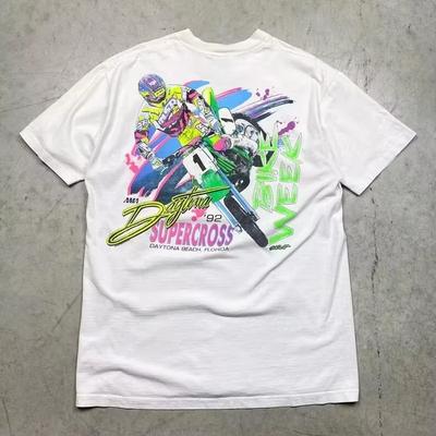 Ретро футболка 1992 года Daytona Super Cross с изображением МакЛаррокко Мужская футболка Черная Летняя Повседневная и Удобная Хлопковая футболка