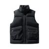 Men's Solid-color Casual Vest, Men's And Women's Style Zipper Stand-up Collar With Cotton Warm Sleeveless Vest