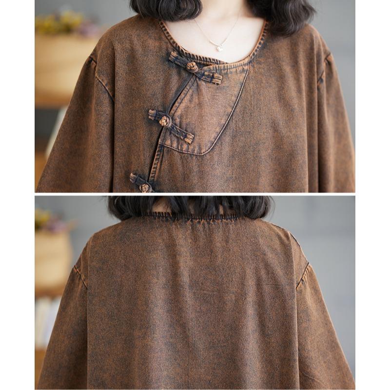 DIMANAF Женское 2025 Новое Летнее Джинсовое Платье Большого Размера Винтажное Элегантное Свободное Повседневное Базовое Платье Макси