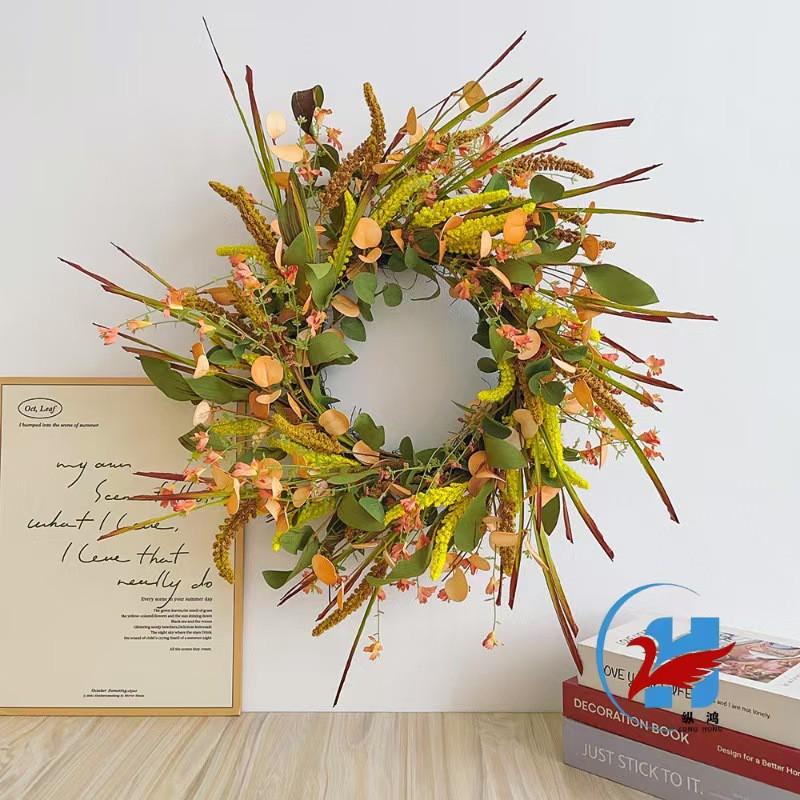 Tulip Wreath Hanging Ornament Valentines Day Easter Decor Plastic Floral Garland 40/45/50cm