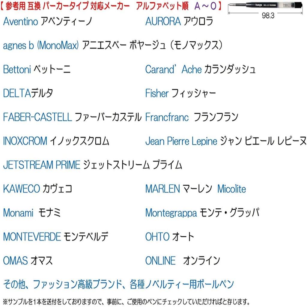 Iungo Совместимые Стержни для Гелевых Шариковых Ручек PARKER Parker Jetstream Prime (Синий, Черный, Металл, 10, 05)
