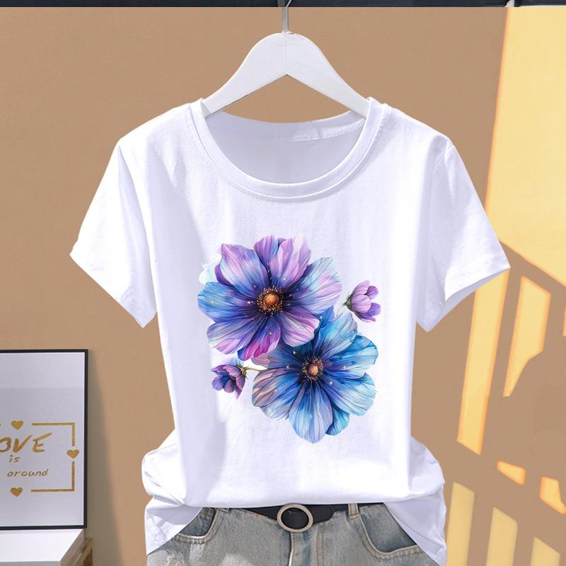 (Asian Size) Lovely Cute Wing Short Sleeve T-shirts Trend T Clothing Fashion Print Female Casual Women's Top Graphic Tee