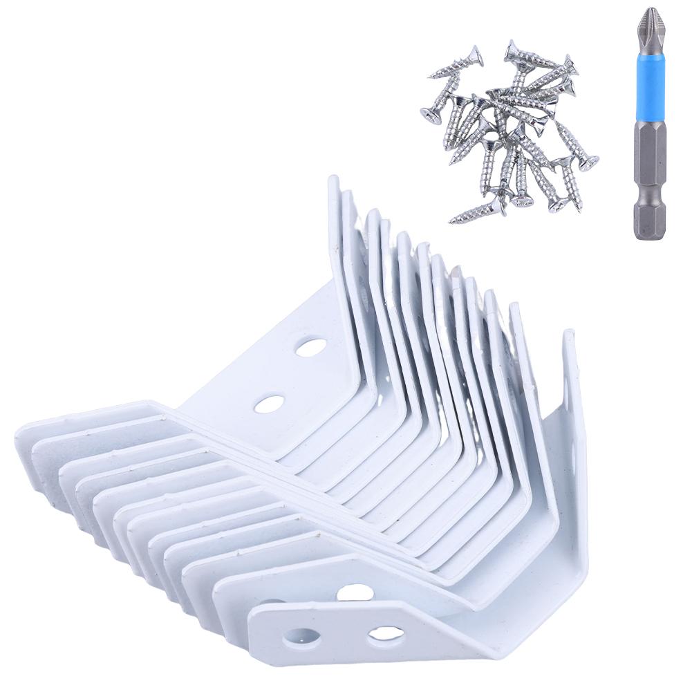 12 PCS Universal Furniture Corner Connectors Stainless Steel Corner Brace for Wood Furniture Drawer Cabinet Table and Chair