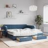 VidaXL Daybed with Trundle and Drawers Blue 100x200 Cm Velvet 3197141