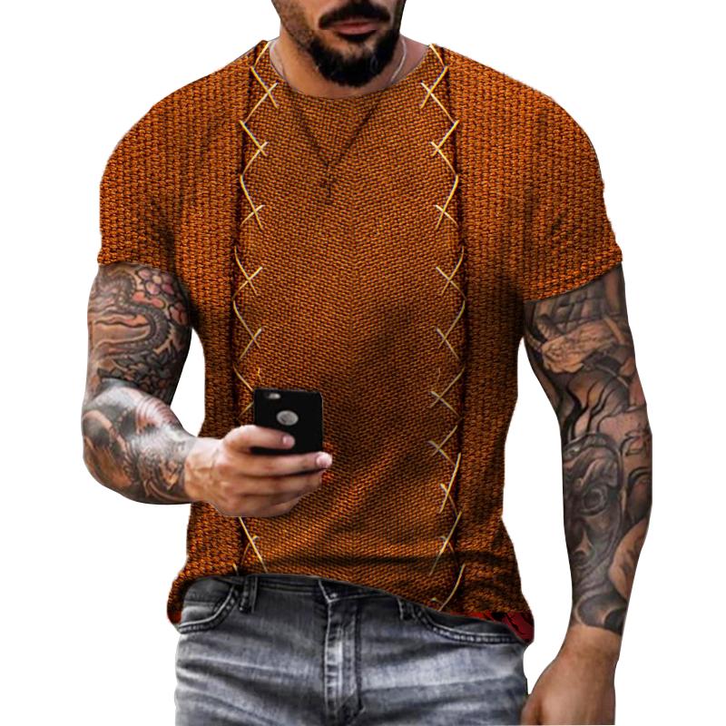 Funny Men'S T-Shirt 3D Printed T Shirts Oversized Loose Short Sleeve Summer Men Clothing Vintage Street Solid Pattern Tees Tops