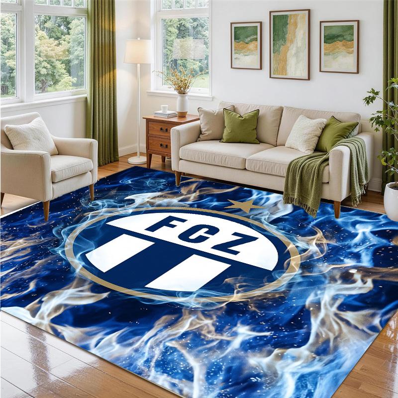 FC Zürich Design Crystal Velvet Rug Soft Decorative Mat for Bedroom Entrance