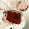 Mini Clear Travel Makeup Organizer Bag Small Cute Preppy Makeup Bag Cosmetic Zipper Toiletry Storage Clutch Coin Pouch for Women