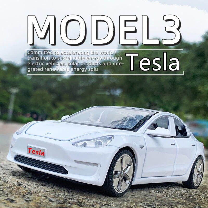 1:32 Tesla Model S Model 3 Alloy Car Model Diecast Metal Toy Car Vehicles Model Simulation Sound Light Collection Gift