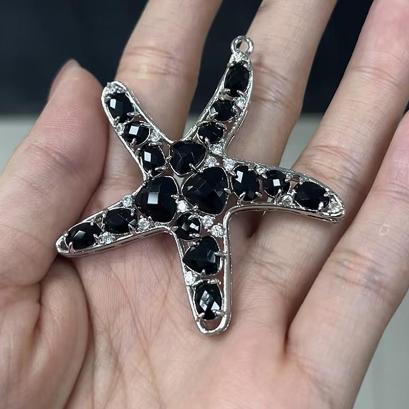 ZHUKOU 52x54mm fashion Crystal starfish pendant for women Handmade Necklace Earrings Making Accessories model:VD417