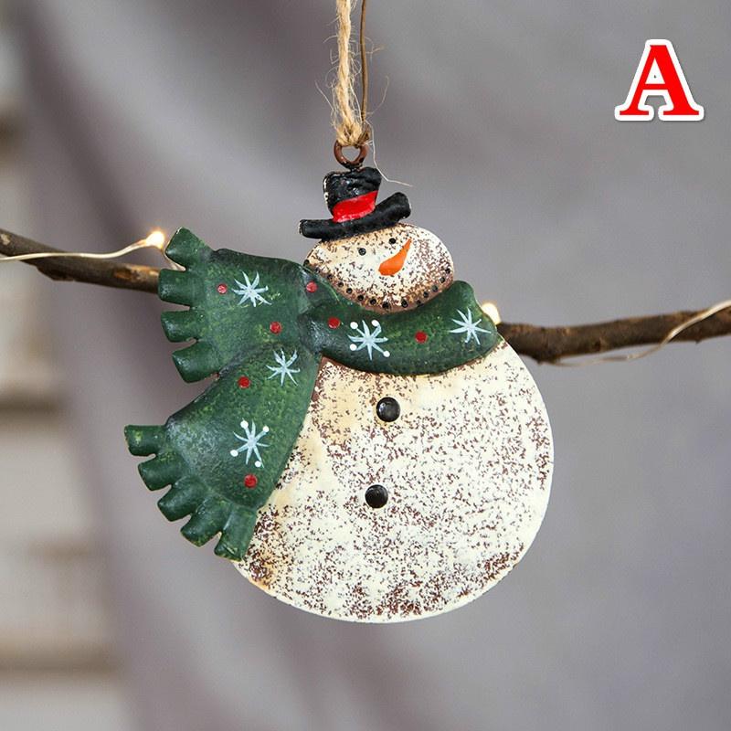 Outdoor Christmas Decorations Christmas Wrought Iron Pendant Santa Claus Snowman Ornament Christmas Tree Decoration Christmas