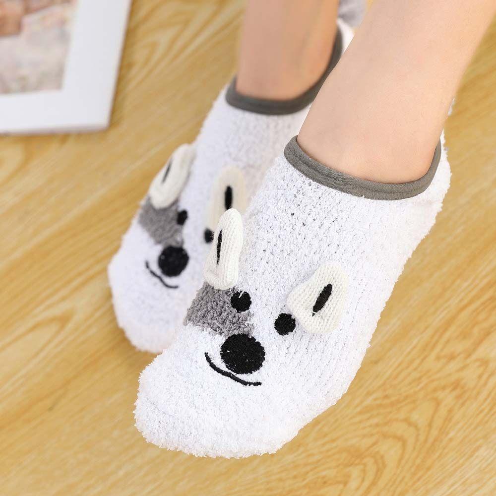 Mouse Coral Fleece For Girls Women Sleep Socks Winter Hosiery Korean Ankle Socks Floor Socks