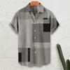 Short Sleeves Lapel Men Shirt Geometric Print Buttons Closure Sweat Absorbent Breathable Casual Striped Hawaiian Print Shirt Streetwear