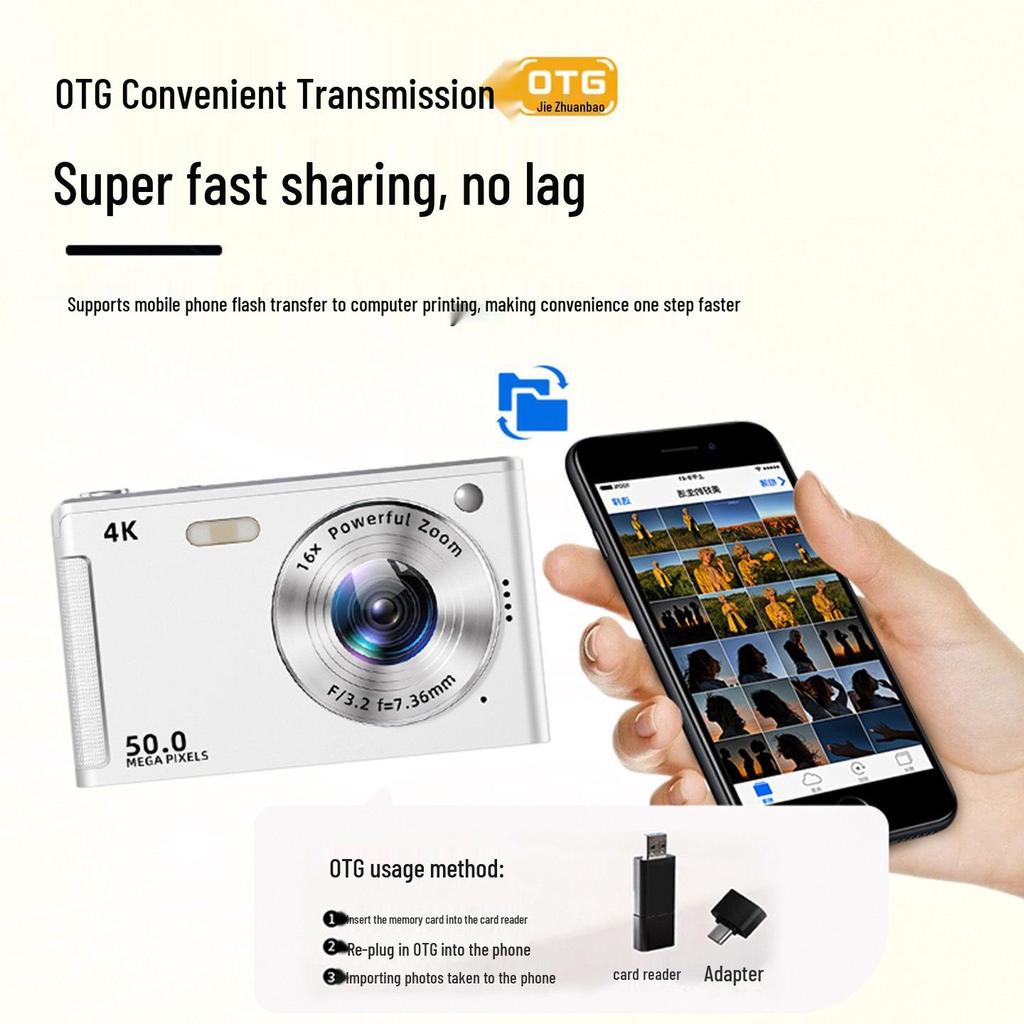 Retro 4K HD Digital Camera for Students - Portable Entry-Level Travel Cam