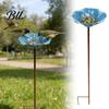 Bee Watering Station Metal Flower Yard Stake Handmade Ground Insert Bird Butterfly Water Bath Feeder Drinking Bowl Outdoor Decor for Garden Lawn