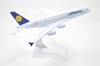 Династия Тан 16 см Lufthansa Airbus A380 Модель самолета из сплава Игрушка 1/400