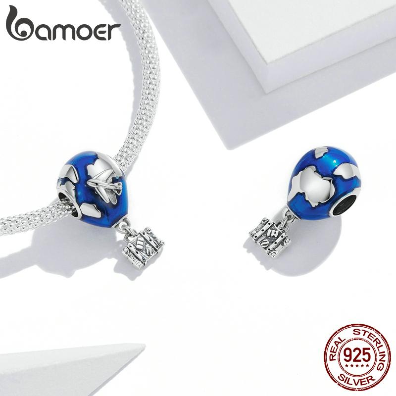 BAMOER Стерлинговое серебро 925 пробы, мини-подвеска с камерой для путешествий по всему миру для женщин, ювелирные украшения
