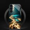 Закаленное стекло с рисунком пляжа для телефона, подходит для Samsung Galaxy S26 S25 S24 S23 S22 S20 FE/Ultra/Plus5G, противоударная задняя крышка
