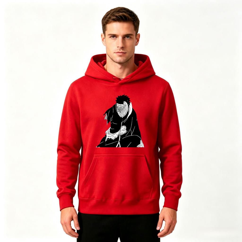 Men's Anime Printed Pullover Hoodie Casual Loose Long Sleeve Hooded Sweatshirt for Daily Wear