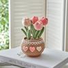Handmade Woolen Yarn Flowers Crochet Knitting Kit No Finish Tulip Potted Flower  Desktop Ornament
