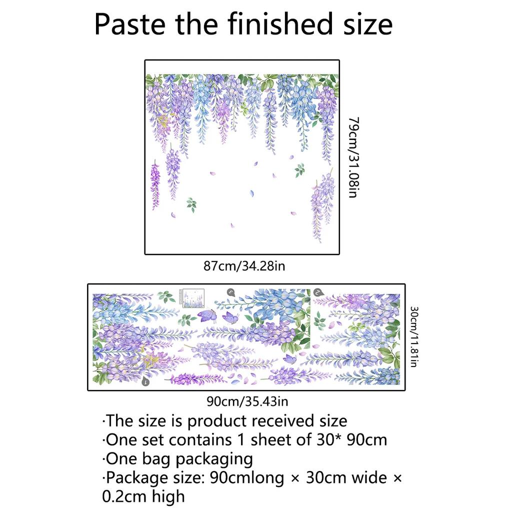 1PC Purple Rattan Wall Stickers Removable Vine Branches Green Plant Leaves Flower Wallpaper Decal DIY Mural for Home