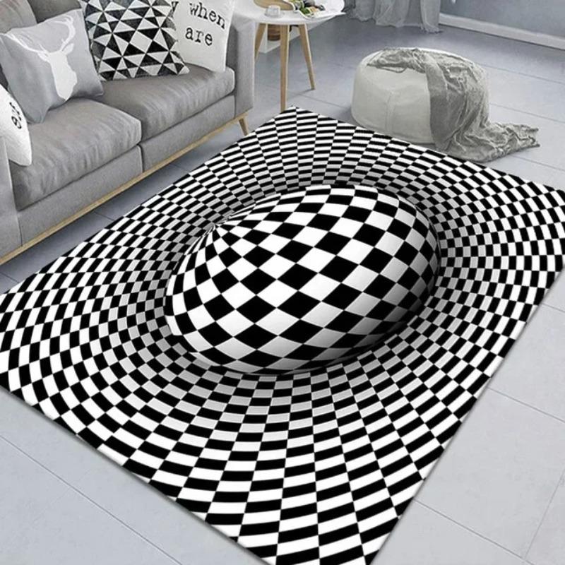 Teenager 3D Effect Vortex Illusion Carpet Entrance Living Room Bedroom Rug Geometric Optical Doormat Illusion Home Decor Mat