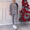 2024 Women's Casual Long Sleeve Sweatshirt and Leggings Set - European and American Style