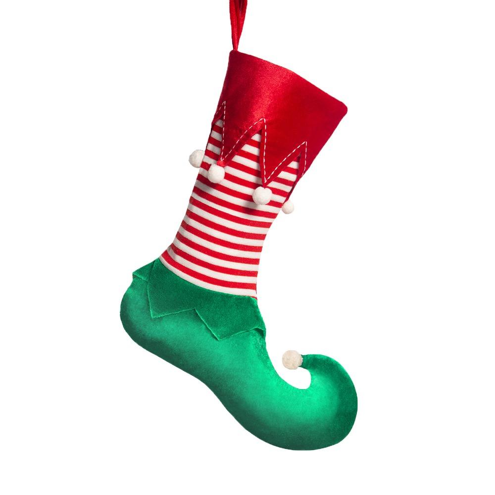 Hanging Elf Christmas Stocking Gift Bag Striped Christmas Stocking Ornaments Kids