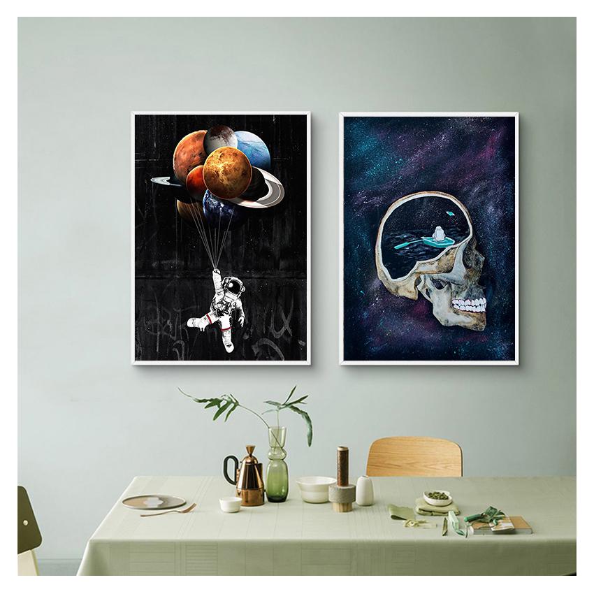 Astronaut Relaxing On Outer Space Moon Drinking Beer Wall Pictures HD Printed Posters for Living Room Funny Canvas Paintings