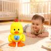 Electric Dancing Duck Toy with LED Light Music Toddlers Yellow Duck Walking Toy Boys Girls Tummy Time Interactive Crawling Animal Toy