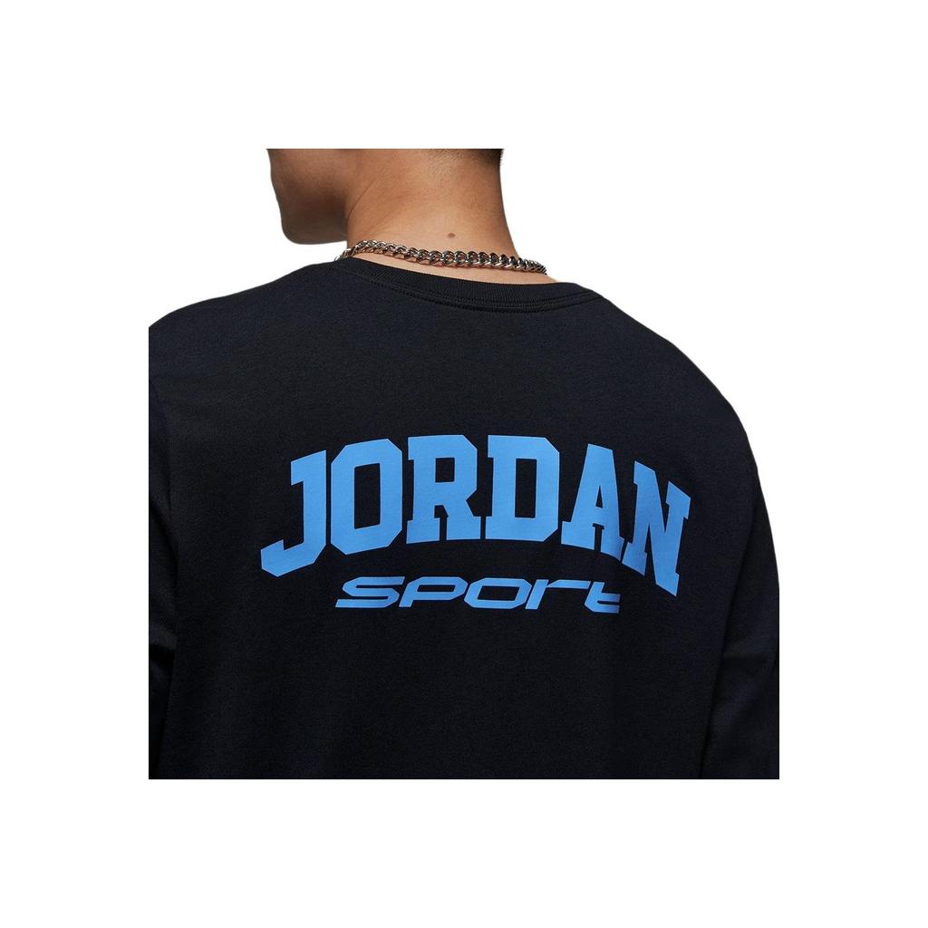 Jordan Dri Fit Sport Crew Neck Graphic Casual Long Sleeve T Shirt Men Tops Black Legendary-Blue FZ1982-011