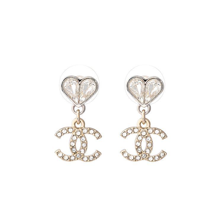 Chanel 23S Heart Double C Metal Earrings Women Earrings Gold Silver ABA909-B10902-NO032