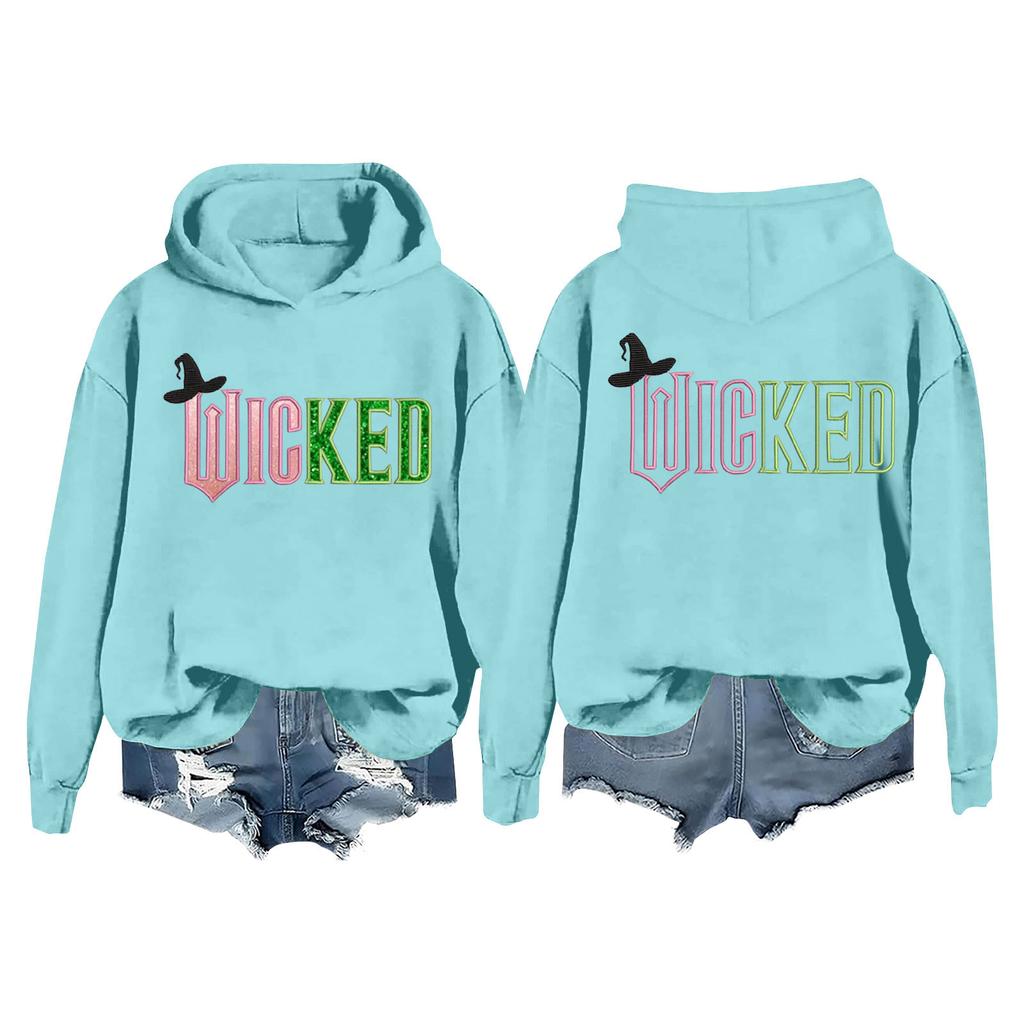 Женская модная повседневная кофта с длинными рукавами и принтом ведьмы с капюшоном