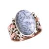 Natural Dendrite Opal Gemstone Two Tone 925 Sterling Silver Ring Size 8.5 D5U94