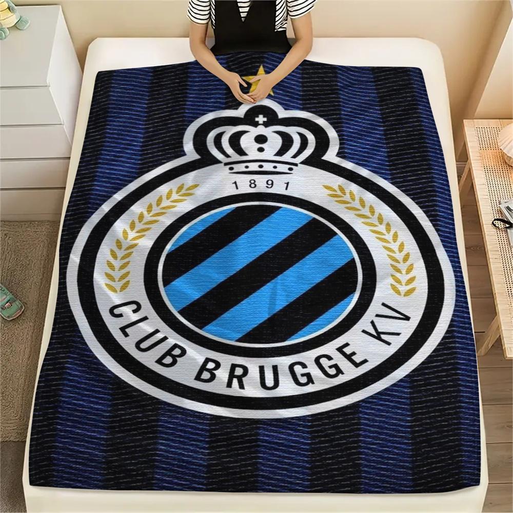 1Pc Club Brugge K V Print Flannel Blanket, High quality Comfortable for All Seasons, Home Decor, Warmth and Comfort, Perfect for Christmas Gifts