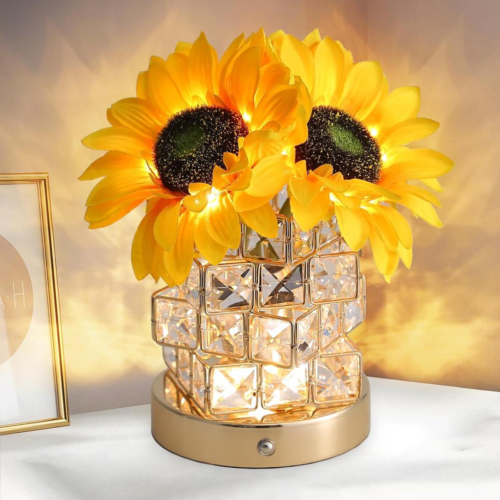 Roses Flower Touch Lamp,Rechargeable Cordless 3-Colour Dimming Small Night Light for Festival,Dining Room,Bedroom Home Decor Birthday Gifts-6 Rose