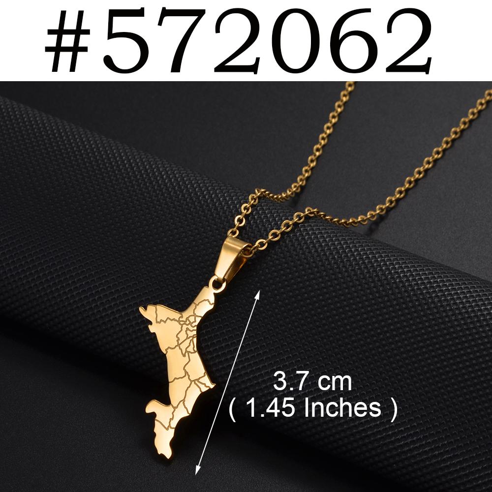 1Piece Seychelles Map Pendant Necklaces Mahe Stainless Steel for Women Mother Jewelry #572062