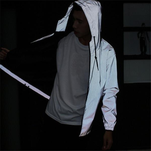 Зимняя светоотражающая защитная куртка на открытом воздухе, ветровка в стиле хип-хоп с капюшоном больших размеров