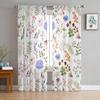 Herbal Plant Floral Texture Window Curtains For Living Room Bedroom Kitchen Chiffon Sheer Window Treatment