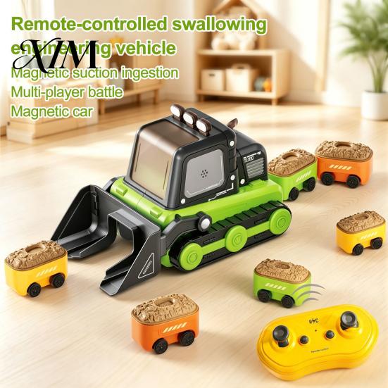 Boys Girls Bulldozer Toy Magnetic Remote Control Toy, Electric Snake Game Construction Truck Parent Child Interactive Car 2 Players Competitive RC