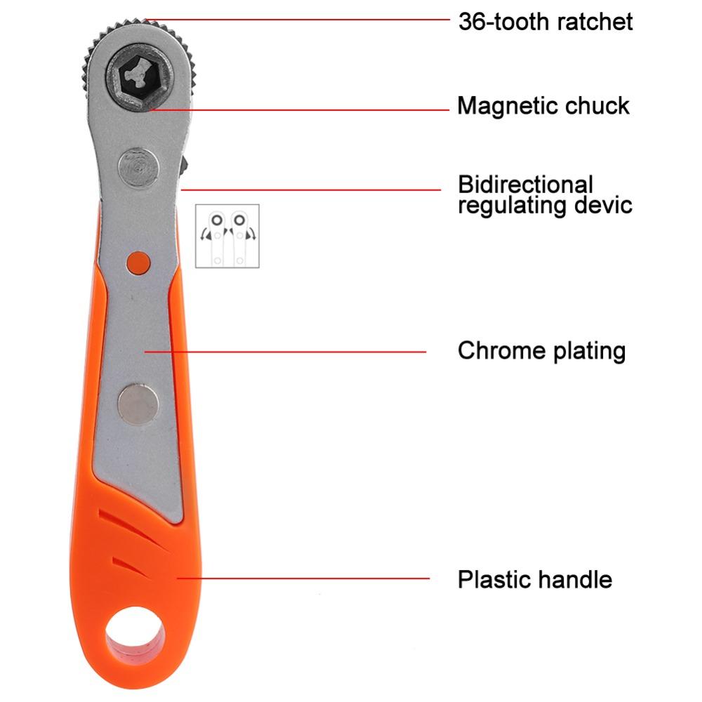 1/4 Inch Hex Drive Mini Ratchet Wrench 36 Tooth Mechanism Drill Bit Socket Adapter Repair Shop