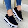 Новые женские туфли на плоской подошве, повседневная обувь из флока на толстой подошве, женские однотонные лоферы без шнуровки на молнии, обувь больших размеров