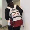 Корейская версия простой школьной сумки для студентов с принтом букв, контрастного цвета, большой вместимости, 2024 г., новая дорожная студенческая школьная сумка
