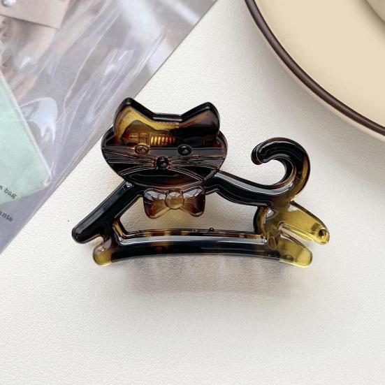 Заколка для волос для девочки, дизайн кошки, противоскользящие зубцы, заколка для волос на затылок, заколка-акула для душа, школьные мероприятия, праздничный аксессуар для волос