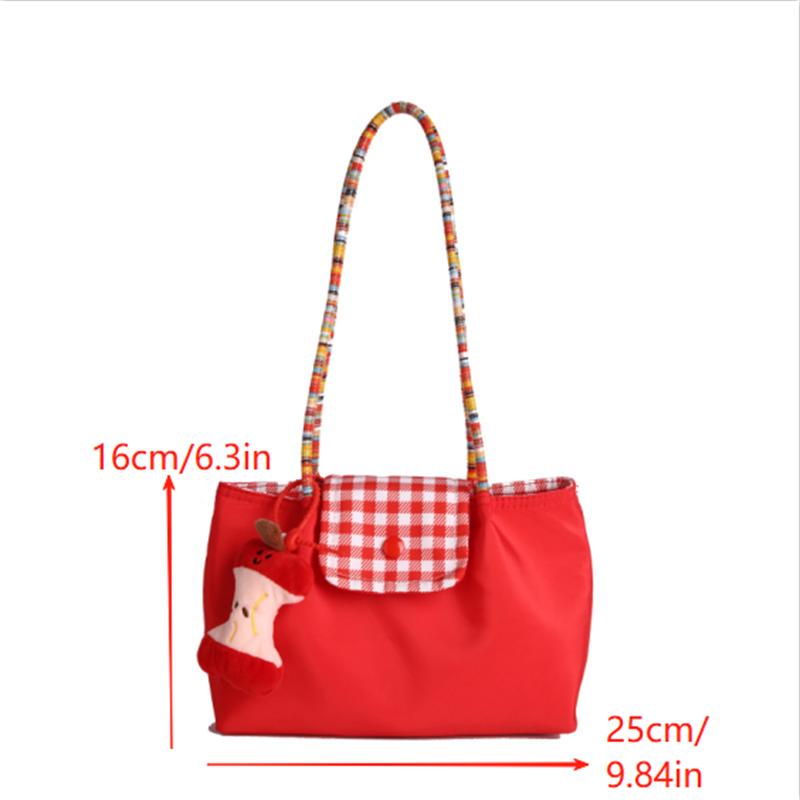 Повседневная нейлоновая клетчатая сумка через плечо с подвеской, дофаминовая сумочка, большая вместимость, женская сумка-тоут для поездок на работу, трендовые сумки под мышкой