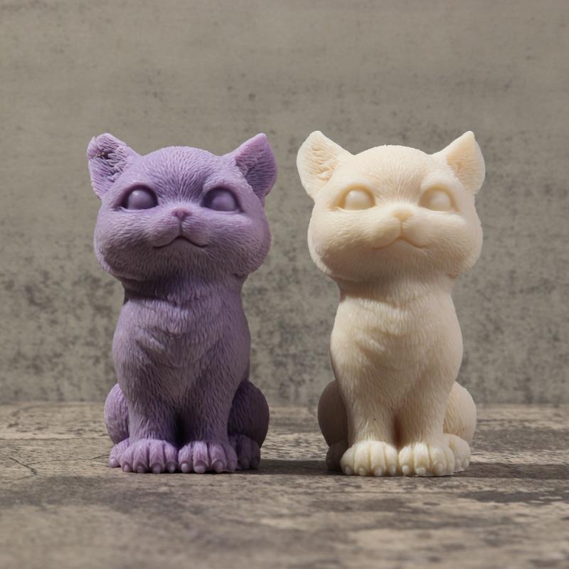 3D Длинношеяя Китти Свеча Силиконовая Форма Ручной Работы Новая Сделай Сам Сидящая Кошка Ароматический Воск Гипсовые Поделки Смола Форма для Мыловарения Домашний Декор
