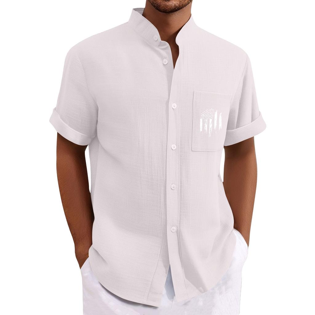 Men'S Casual Loose Short Sleeved Printed Shirt With Fashionable Top