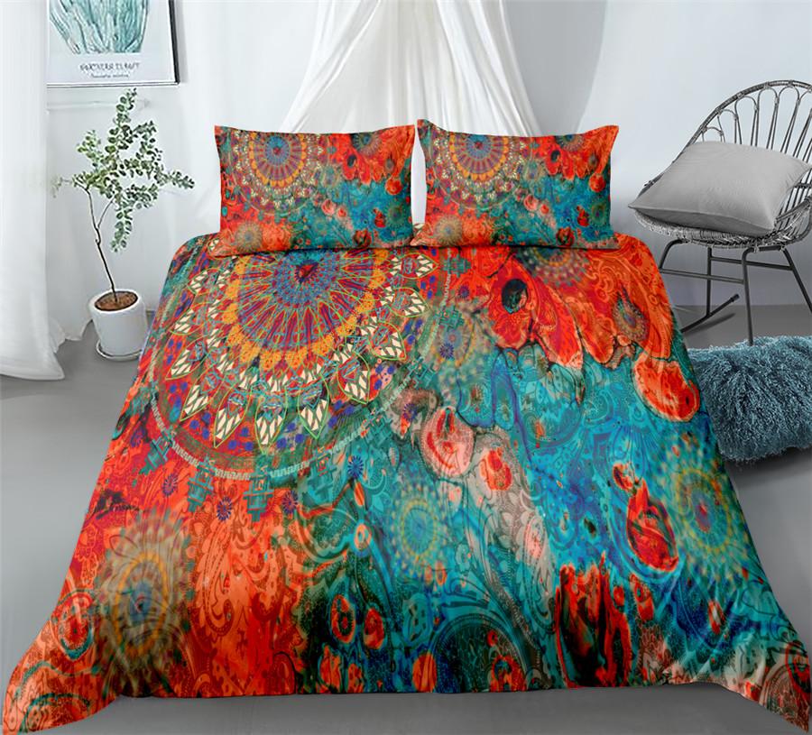 Комплект постельного белья Black Mandala Boho King Queen Double Full Twin Single Size