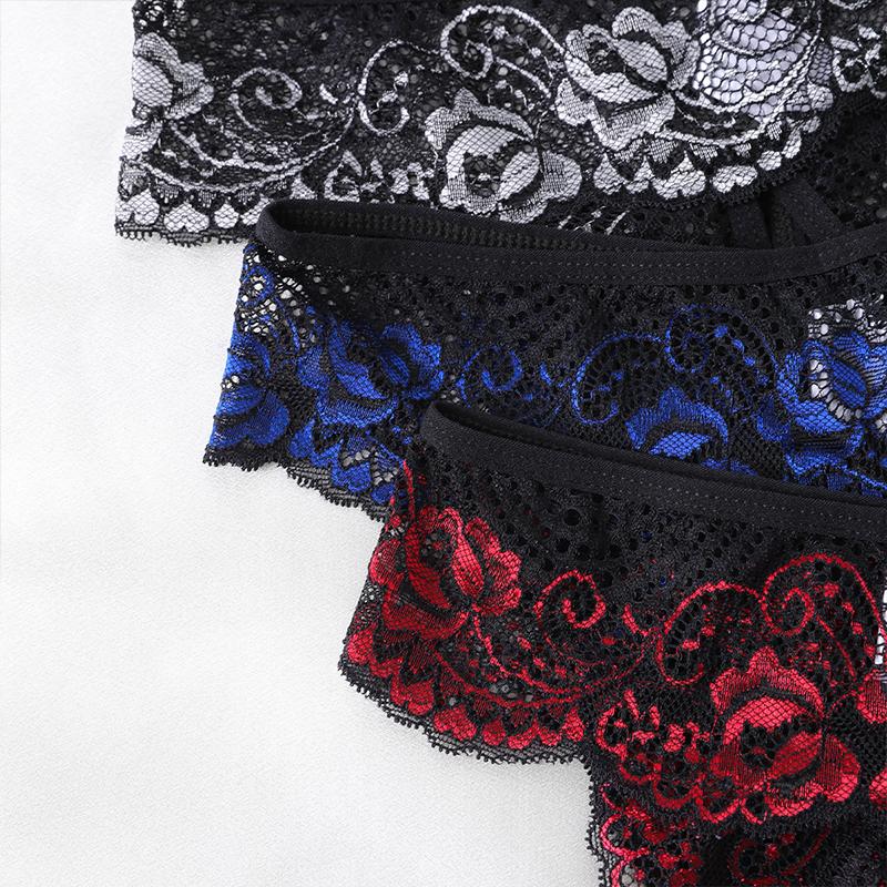 Lace See Through Panty Lingerie Sexy Women Hollow Out Erotic Transparent Crotchless Mini Culotte Underwear Exotic Clothing